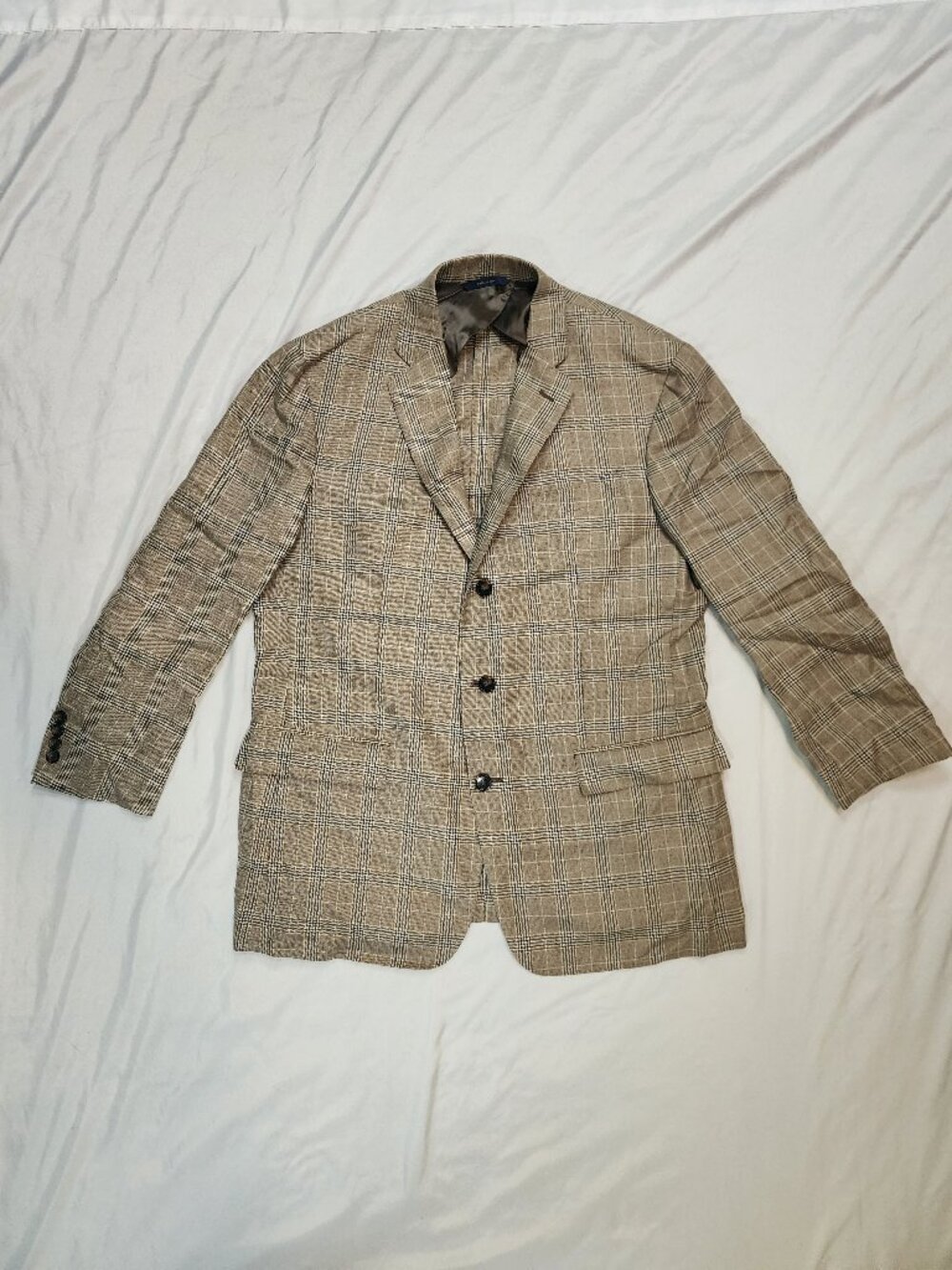Brooks Brothers 1818 Regent 44R Silk Linen Wool Plaid Sport Coat